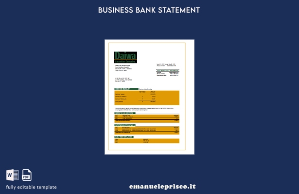 stile verificato Modello di estratto conto bancario aziendale Daiwa Securities G